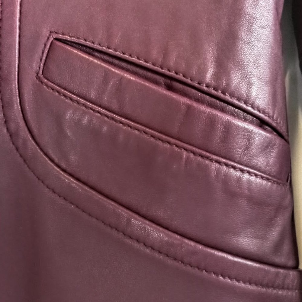 Bernardo Plum Lamb Leather Blazer - Picture 6 of 8